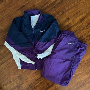 Reebok Kids Purple, Navy & White Puffer-Style Jacket and Pants Set